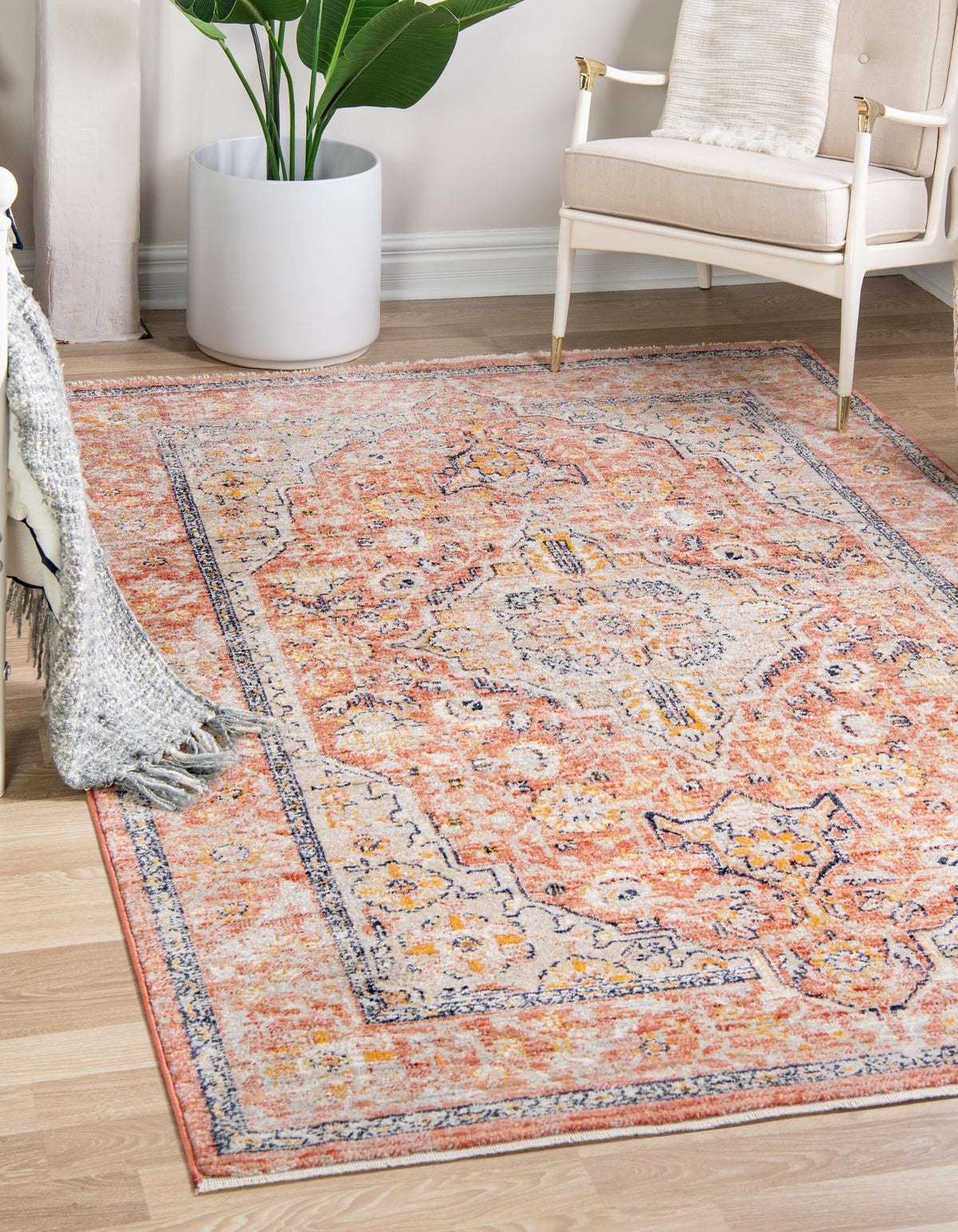 Seville Stripes Collection Area Rug - Cadiz (Brick Red) Rectangle Brick Red  lifestyle 3