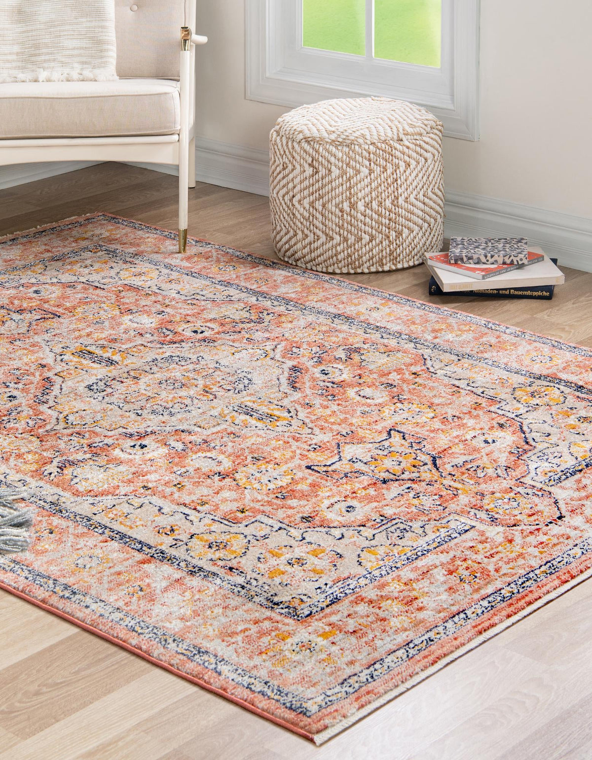 Seville Stripes Collection Area Rug - Cadiz (Brick Red) Rectangle Brick Red  lifestyle 4
