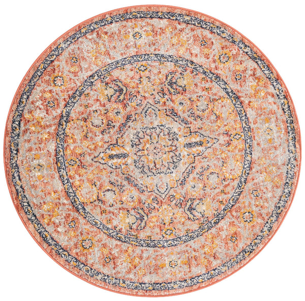 Seville Stripes Collection Area Rug - Cadiz (Brick Red) Round Brick Red  lifestyle 2