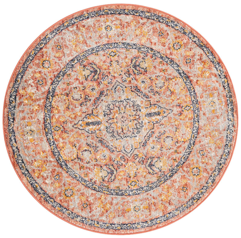Seville Stripes Collection Area Rug - Cadiz (Brick Red) Round Brick Red  lifestyle 2