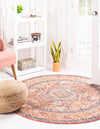 Seville Stripes Collection Area Rug - Cadiz (Brick Red) Round Brick Red  lifestyle 12