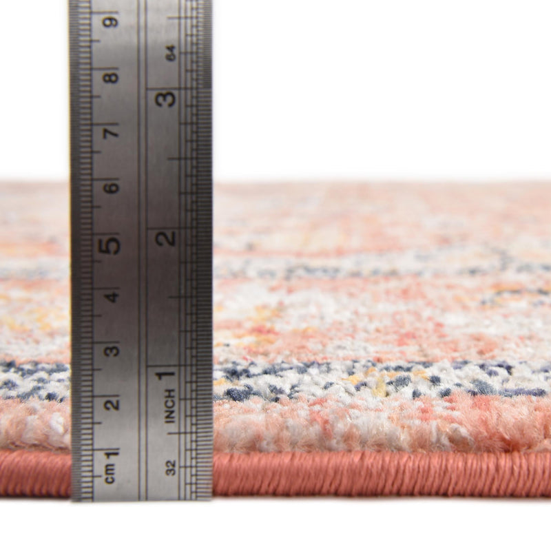 Seville Stripes Collection Area Rug - Cadiz (Brick Red) Round Brick Red  lifestyle 17