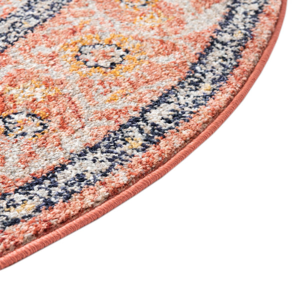 Seville Stripes Collection Area Rug - Cadiz (Brick Red) Round Brick Red  lifestyle 27