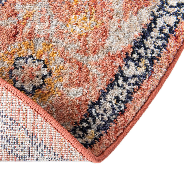 Seville Stripes Collection Area Rug - Cadiz (Brick Red) Round Brick Red  lifestyle 37