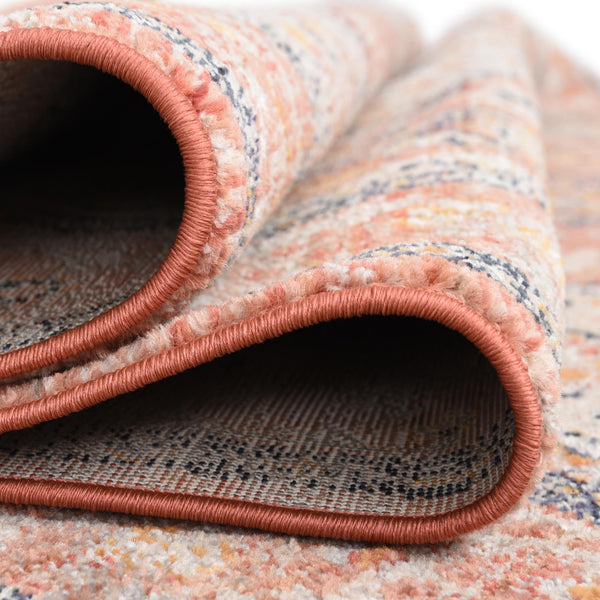 Seville Stripes Collection Area Rug - Cadiz (Brick Red) Round Brick Red  lifestyle 57