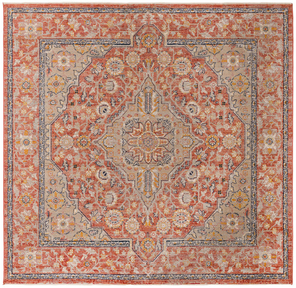 Seville Stripes Collection Area Rug - Cadiz (Brick Red) Square Brick Red  lifestyle 3
