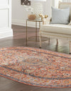 Seville Stripes Collection Area Rug - Cadiz (Brick Red) Oval Brick Red  lifestyle 14