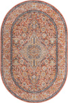 Seville Stripes Collection Area Rug - Cadiz (Brick Red) Oval Brick Red  lifestyle 4