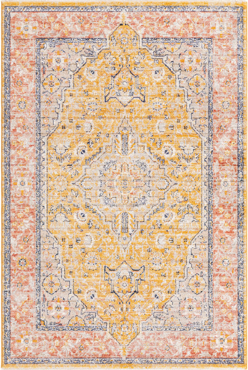 Seville Stripes Collection Area Rug - Cadiz (Yellow) Rectangle Yellow  lifestyle 2