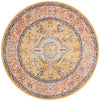 Seville Stripes Collection Area Rug - Cadiz (Yellow) Round Yellow  lifestyle 2