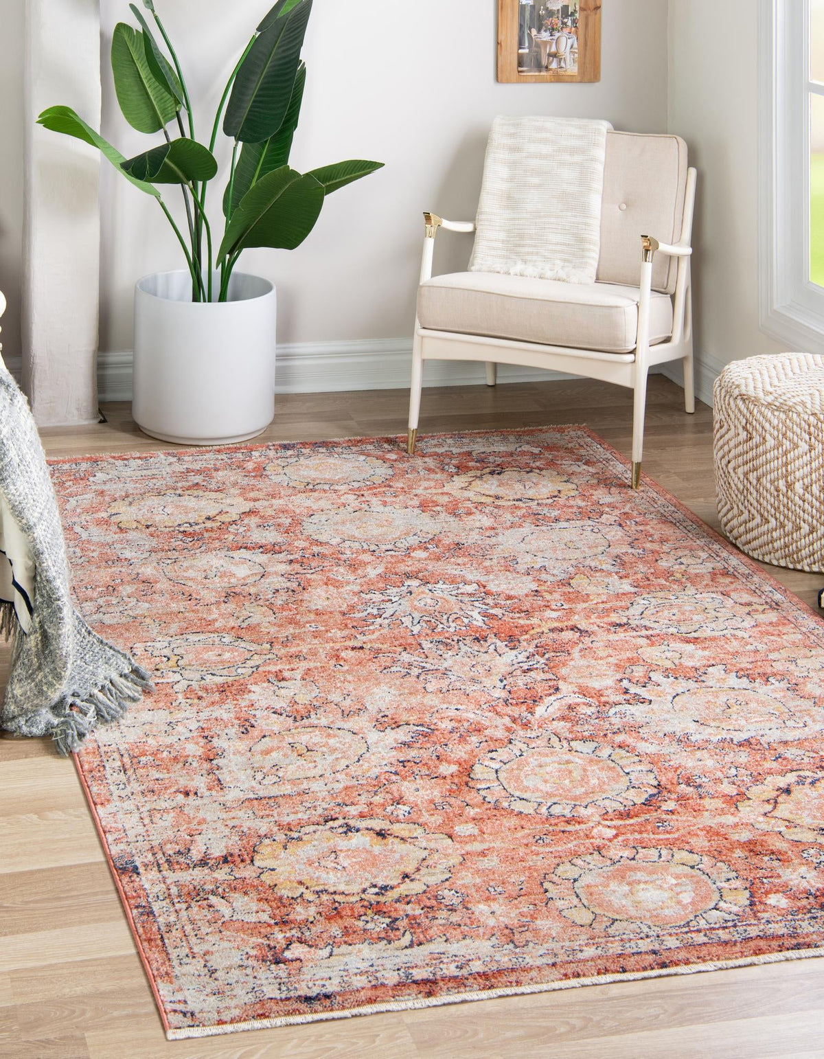 Seville Stripes Collection Area Rug -  Cordoba (Brick Red) Rectangle Brick Red  lifestyle 2