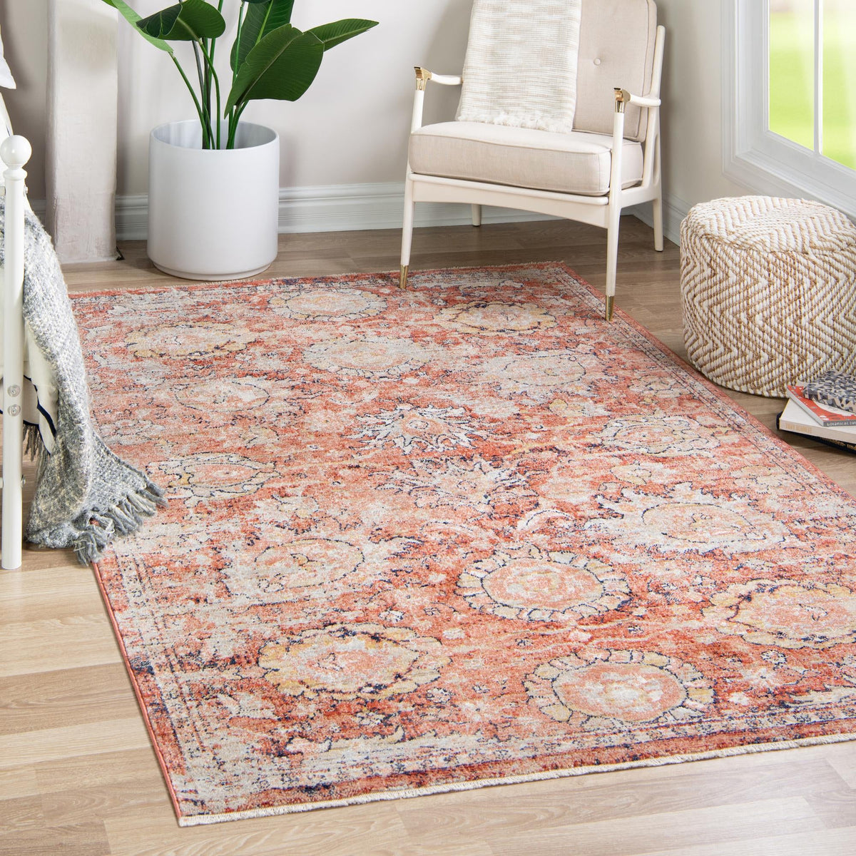 Seville Stripes Collection Area Rug -  Cordoba (Brick Red) Rectangle Brick Red  lifestyle 4