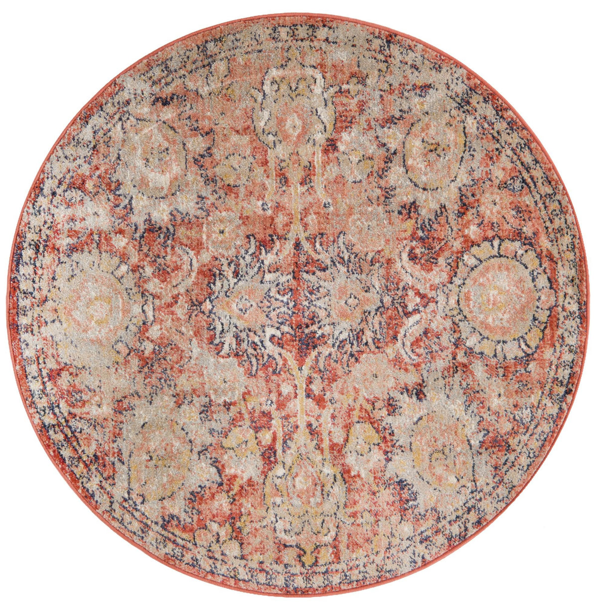 Seville Stripes Collection Area Rug -  Cordoba (Brick Red) Round Brick Red  lifestyle 2