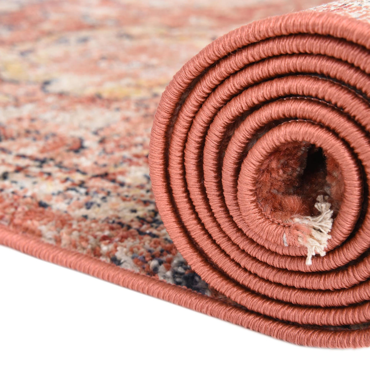 Seville Stripes Collection Area Rug -  Cordoba (Brick Red) Round Brick Red  lifestyle 48