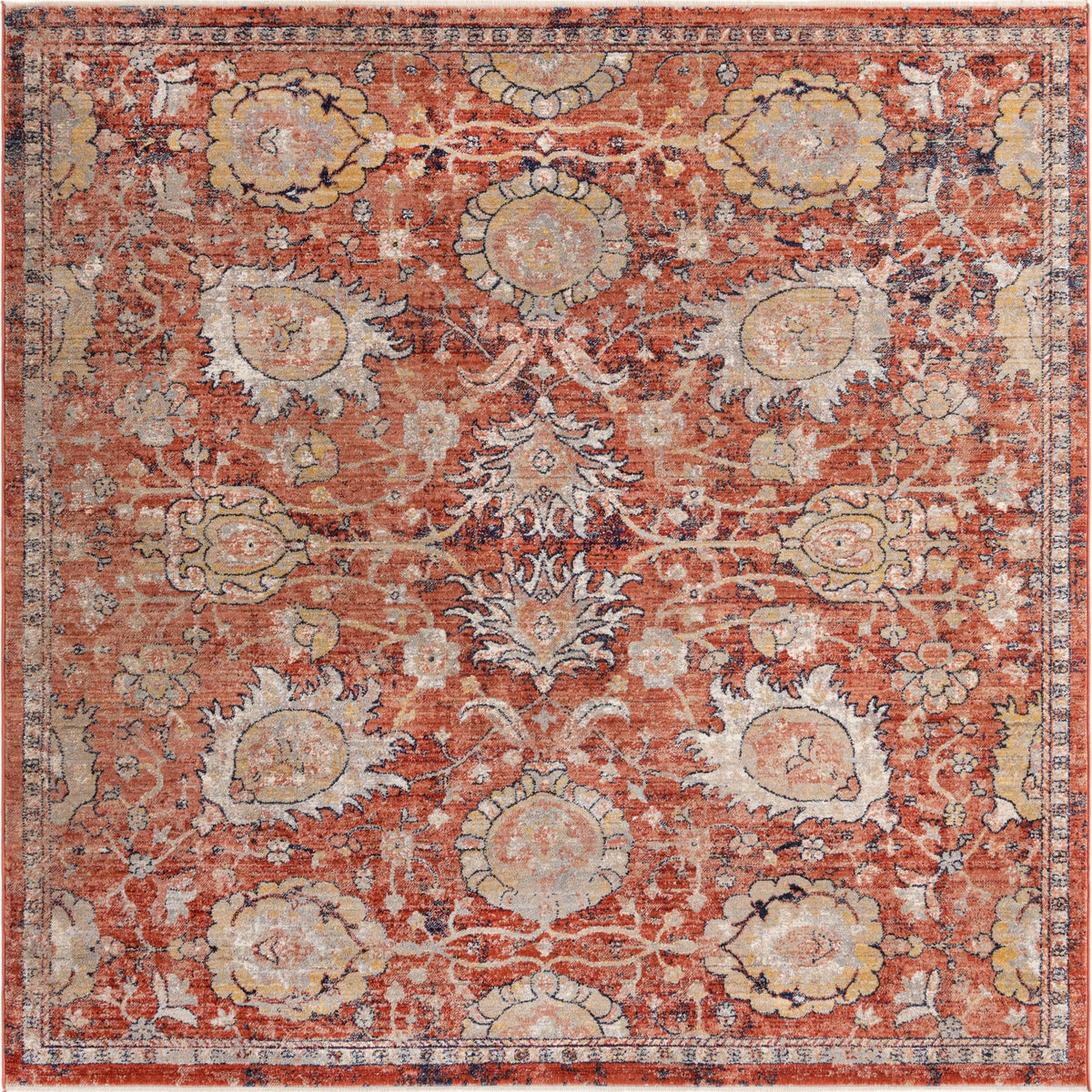 Seville Stripes Collection Area Rug -  Cordoba (Brick Red) Square Brick Red  lifestyle 4