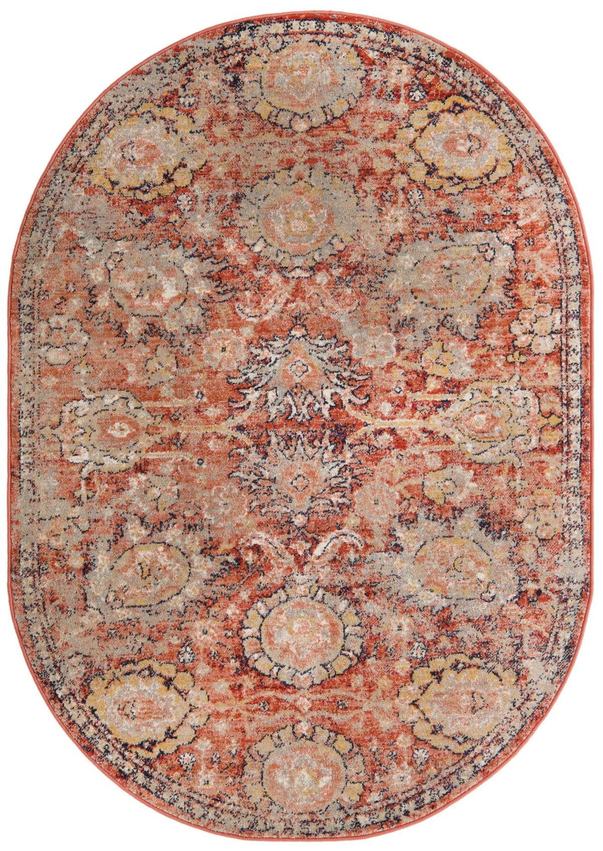 Seville Stripes Collection Area Rug -  Cordoba (Brick Red) Oval Brick Red  lifestyle 3