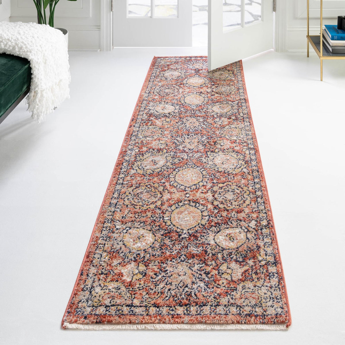 Seville Stripes Collection Area Rug -  Cordoba (Brick Red) Runner Brick Red  lifestyle 65