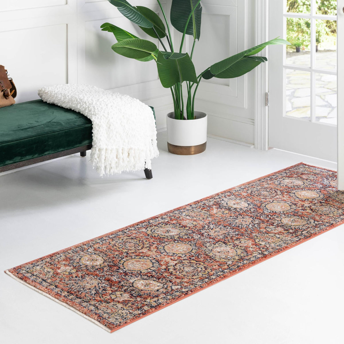 Seville Stripes Collection Area Rug -  Cordoba (Brick Red) Runner Brick Red  lifestyle 68