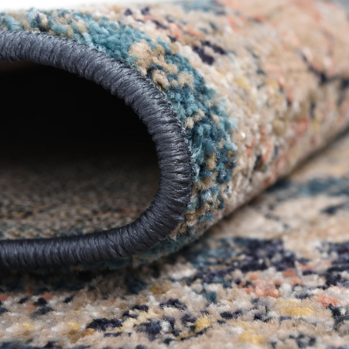 Seville Stripes Collection Area Rug -  Cordoba (Blue) Round Blue  lifestyle 22