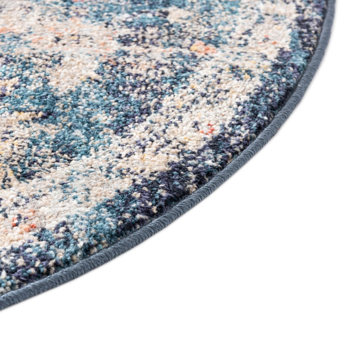 Seville Stripes Collection Area Rug -  Cordoba (Blue) Round Blue  lifestyle 27