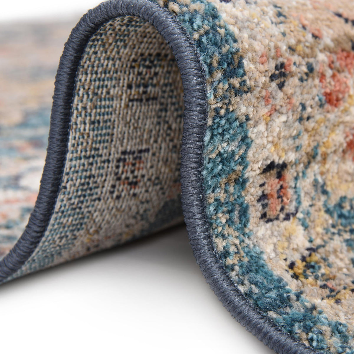 Seville Stripes Collection Area Rug -  Cordoba (Blue) Round Blue  lifestyle 42