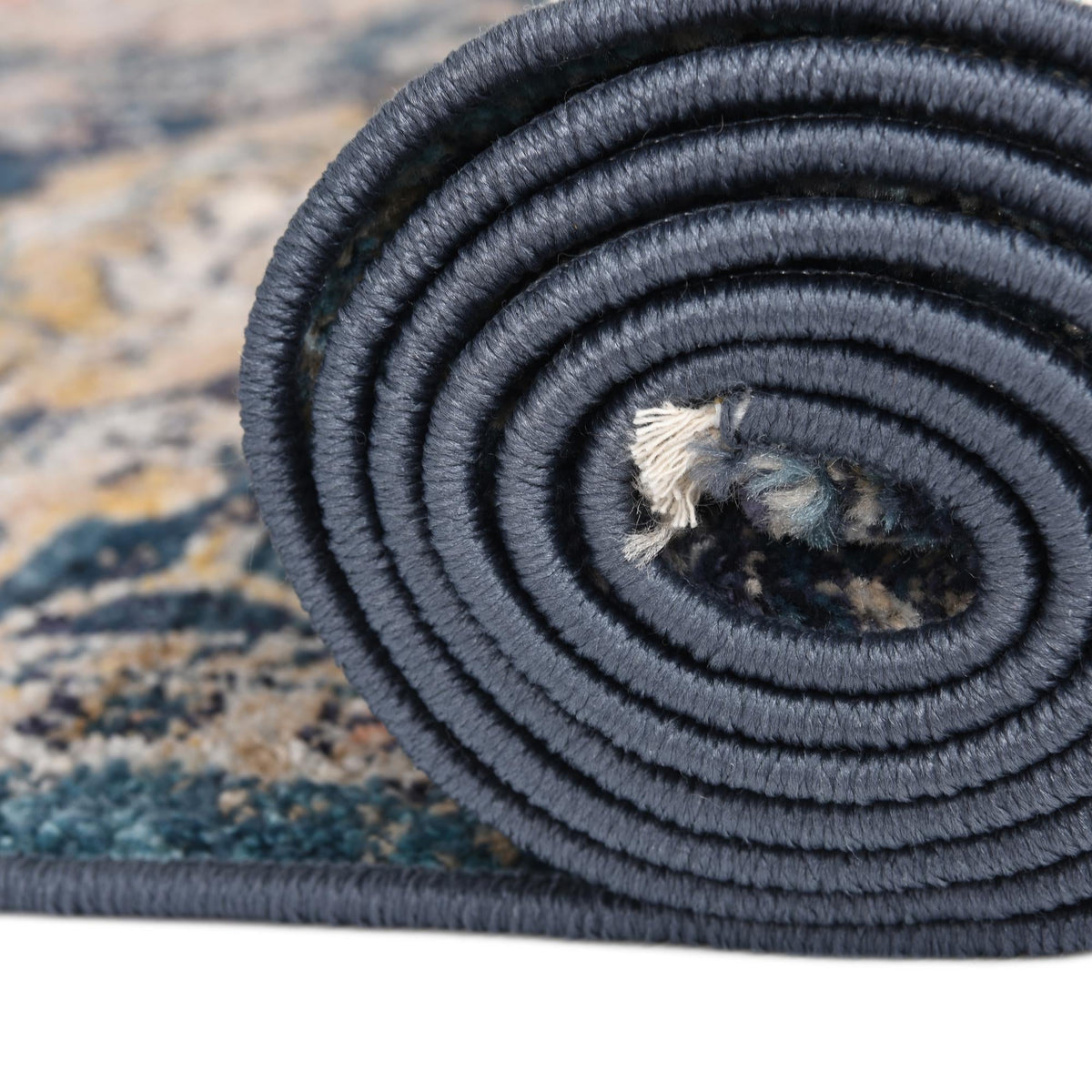 Seville Stripes Collection Area Rug -  Cordoba (Blue) Round Blue  lifestyle 52