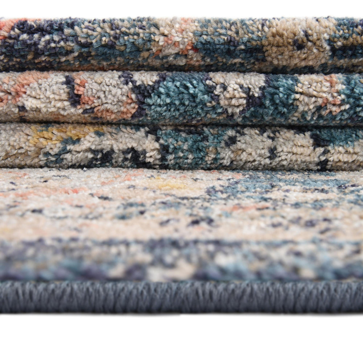 Seville Stripes Collection Area Rug -  Cordoba (Blue) Round Blue  lifestyle 62