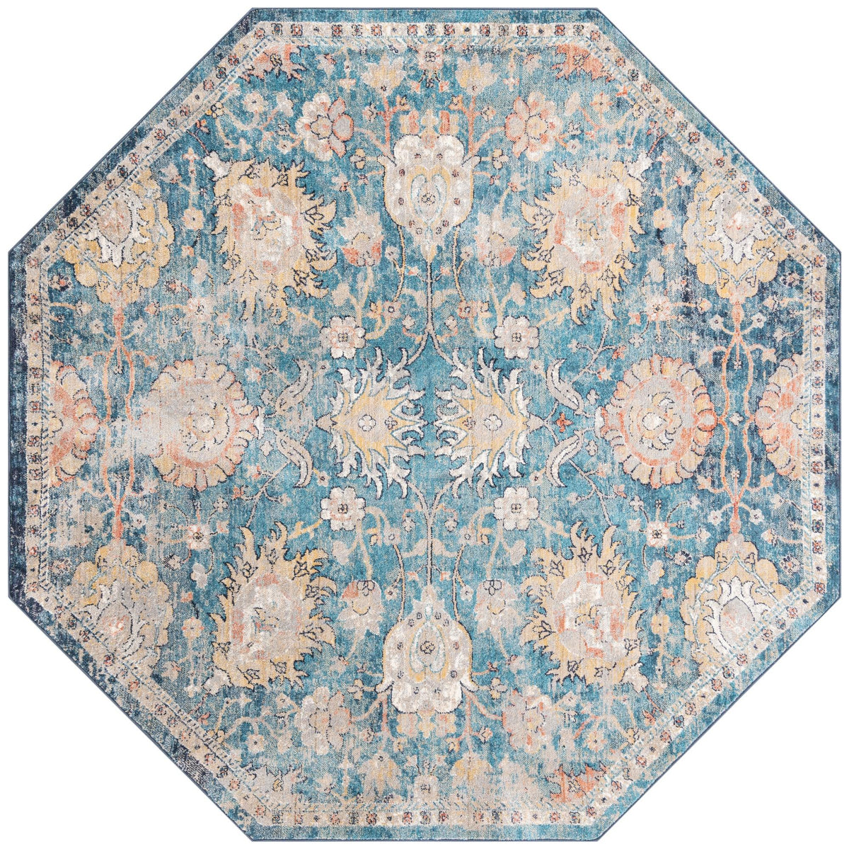 Seville Stripes Collection Area Rug -  Cordoba (Blue) Octagon Blue  lifestyle 5