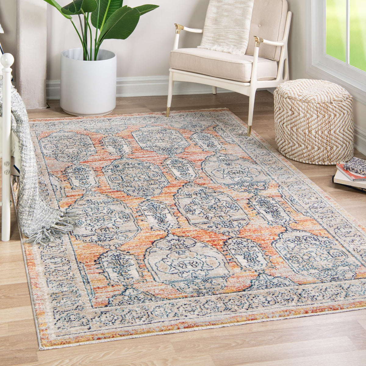 Seville Stripes Collection Area Rug -  Granada (Brick Red) Rectangle Brick Red  lifestyle 4