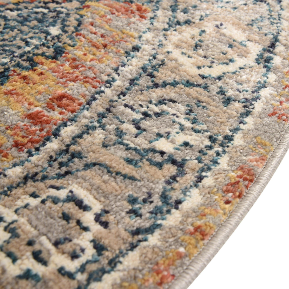 Seville Stripes Collection Area Rug -  Granada (Brick Red) Round Brick Red  lifestyle 27