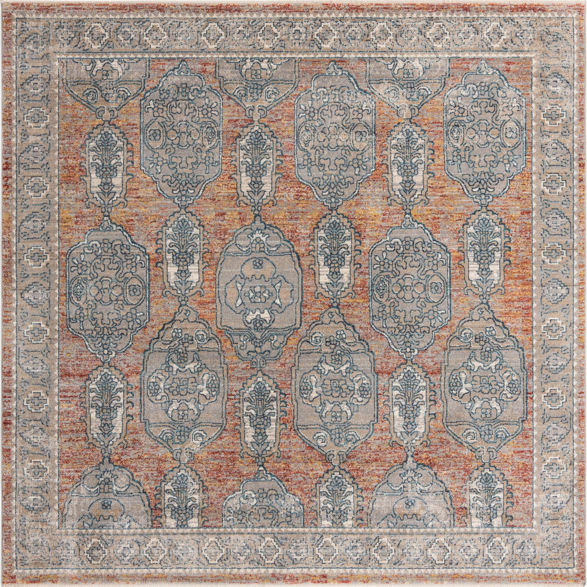 Seville Stripes Collection Area Rug -  Granada (Brick Red) Square Brick Red  lifestyle 3