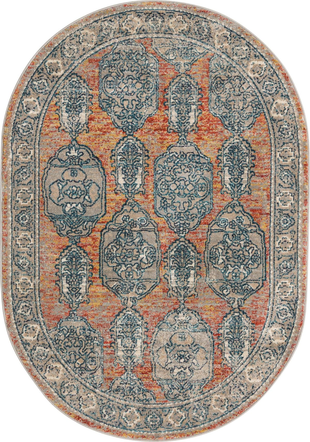 Seville Stripes Collection Area Rug -  Granada (Brick Red) Oval Brick Red  lifestyle 4