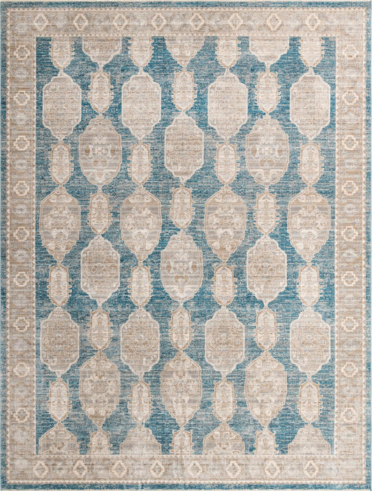 Seville Stripes Collection Area Rug -  Granada (Blue) Rectangle Blue Main