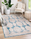 Seville Stripes Collection Area Rug -  Granada (Blue) Rectangle Blue  lifestyle 2
