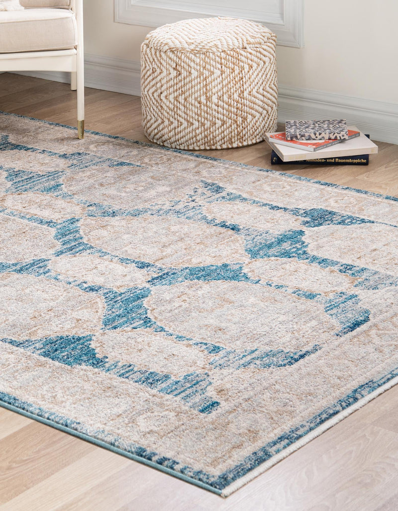 Seville Stripes Collection Area Rug -  Granada (Blue) Rectangle Blue  lifestyle 3