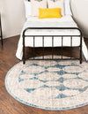 Seville Stripes Collection Area Rug -  Granada (Blue) Round Blue  lifestyle 7