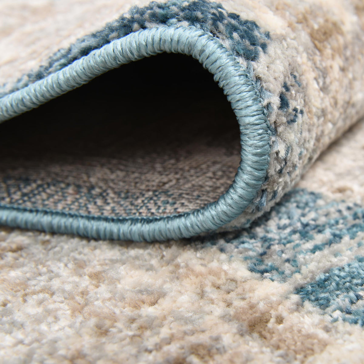 Seville Stripes Collection Area Rug -  Granada (Blue) Round Blue  lifestyle 22