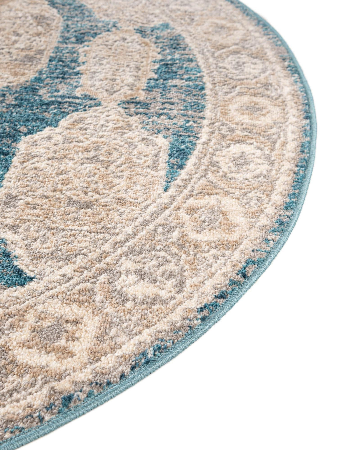 Seville Stripes Collection Area Rug -  Granada (Blue) Round Blue  lifestyle 22