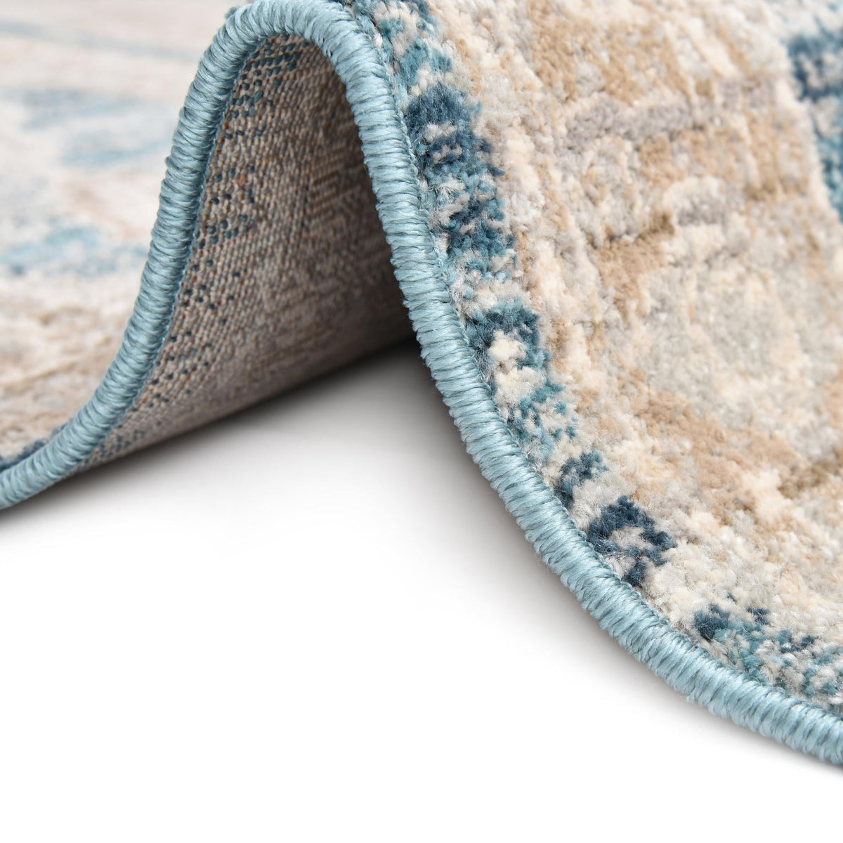Seville Stripes Collection Area Rug -  Granada (Blue) Round Blue  lifestyle 38