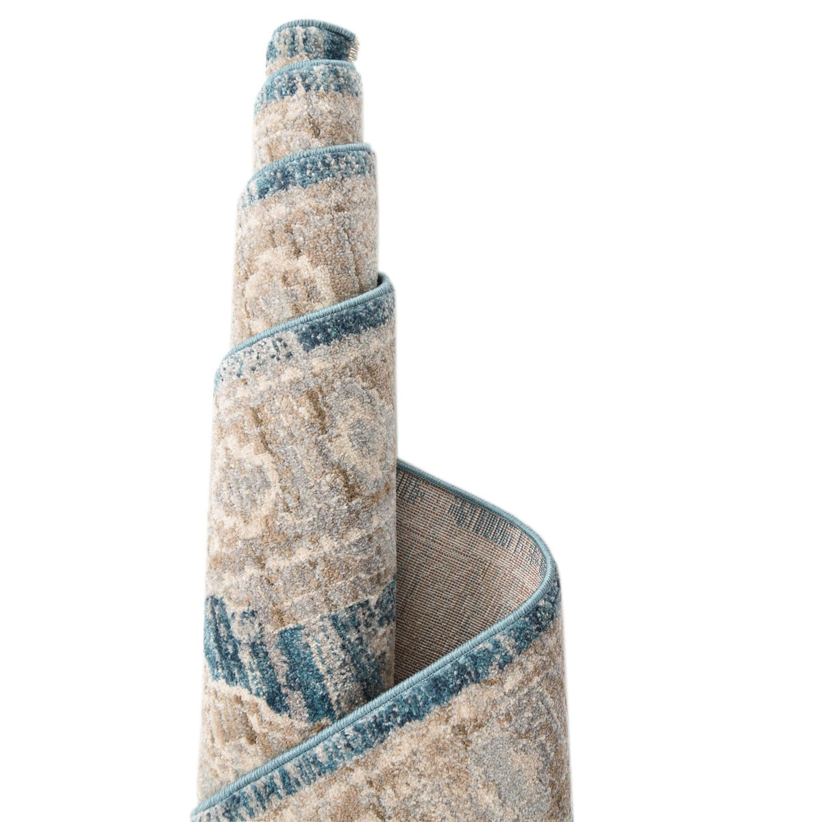 Seville Stripes Collection Area Rug -  Granada (Blue) Round Blue  lifestyle 43