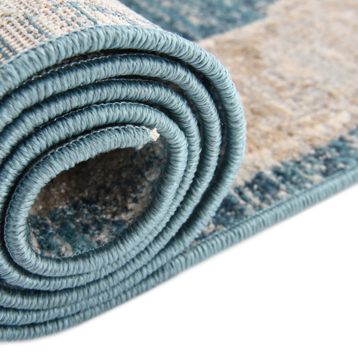 Seville Stripes Collection Area Rug -  Granada (Blue) Round Blue  lifestyle 48