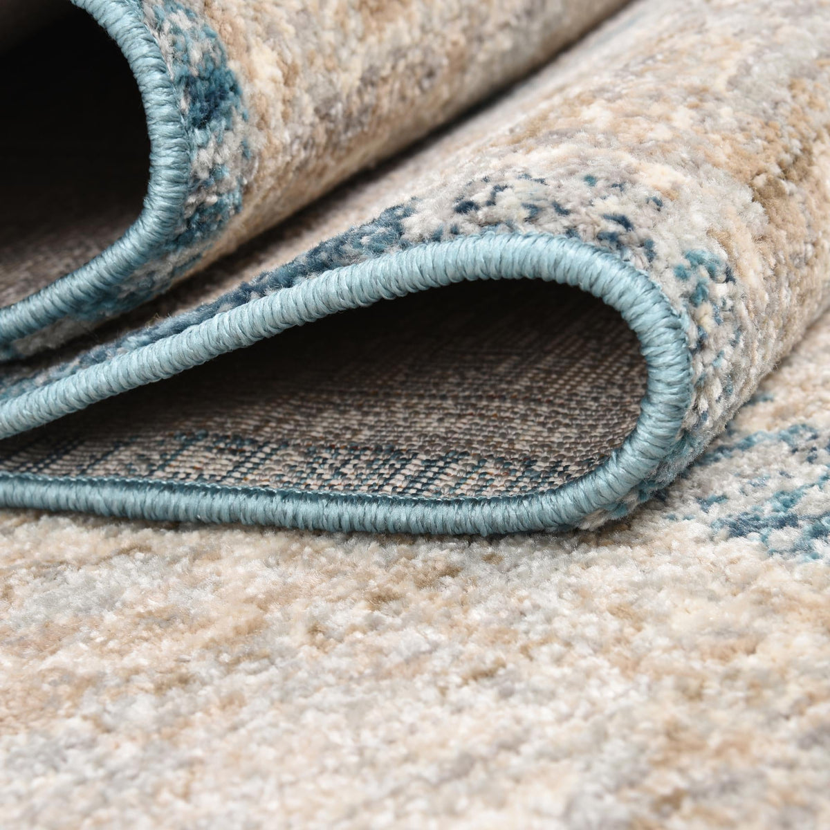 Seville Stripes Collection Area Rug -  Granada (Blue) Round Blue  lifestyle 53