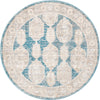 Seville Stripes Collection Area Rug -  Granada (Blue) Round Blue  lifestyle 2
