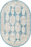 Seville Stripes Collection Area Rug -  Granada (Blue) Oval Blue  lifestyle 4