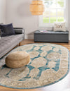 Seville Stripes Collection Area Rug -  Granada (Blue) Oval Blue  lifestyle 9