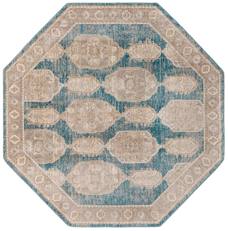 Seville Stripes Collection Area Rug -  Granada (Blue) Octagon Blue  lifestyle 5