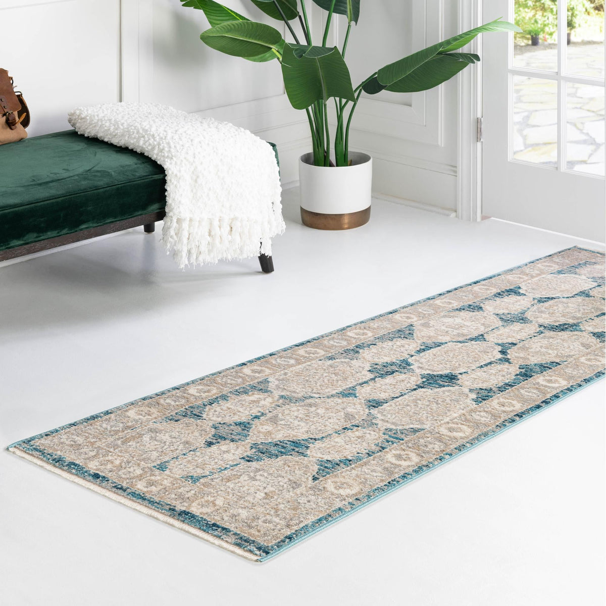 Seville Stripes Collection Area Rug -  Granada (Blue) Runner Blue  lifestyle 66