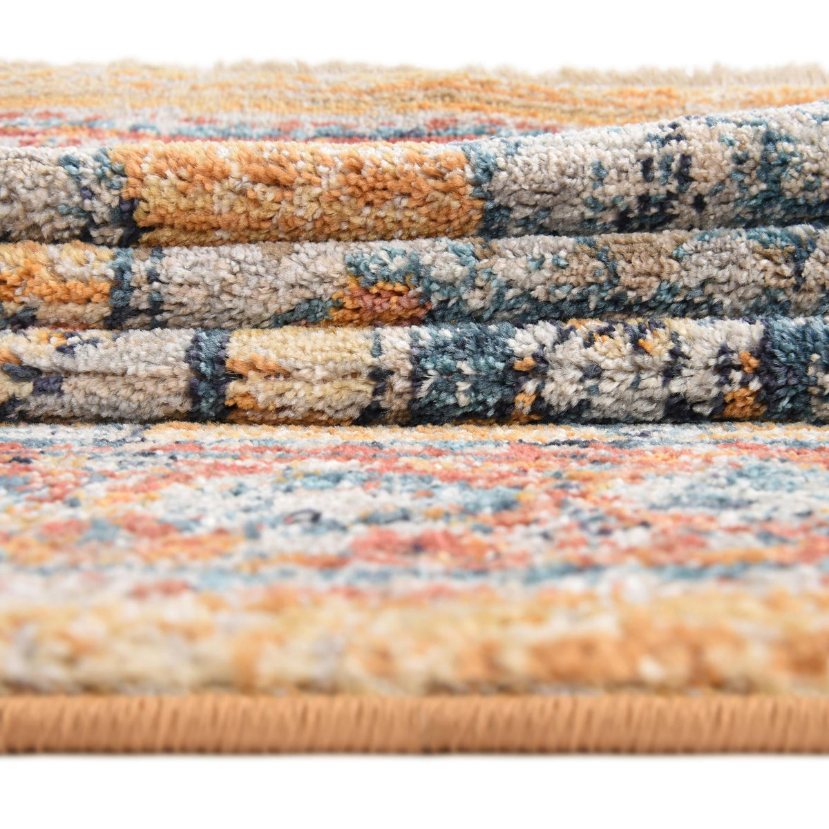 Seville Stripes Collection Area Rug -  Granada (Yellow) Round Yellow  lifestyle 58