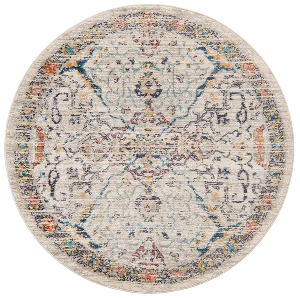 Seville Stripes Collection Area Rug -  Malaga (Ivory) Round Ivory  lifestyle 2