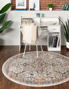 Seville Stripes Collection Area Rug -  Malaga (Ivory) Round Ivory  lifestyle 7